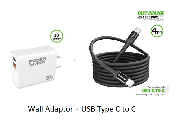 20W Wall Charger + 4FT Braided TYPE C to C USB For Motorola Moto G 5G 2024