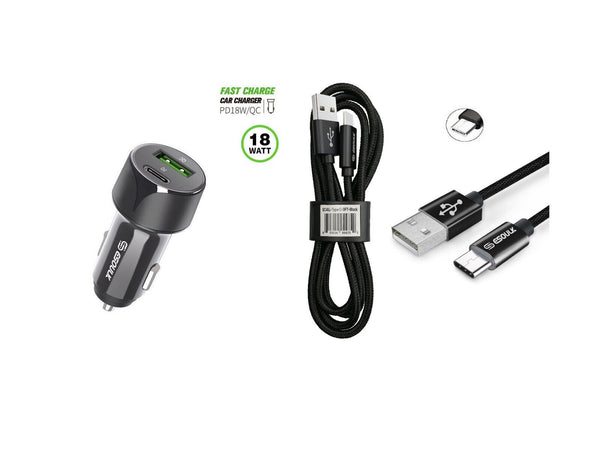 18W Car Charger PD + 3FT A to C USB For Motorola Moto G Power 5G 2024