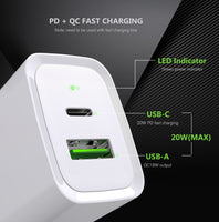 20W Wall Charger + 3FT TYPE A to C USB for Blu View 4 B135DL