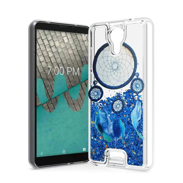 For Wiko Life C210AE Liquid Glitter Motion Case Phone Cover - Blue Dream Catcher