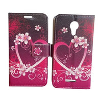 For AT&T Prepaid Radiant Core U304AA Wallet Credit Card Holder Pouch Case Phone Cover - Pink Heart