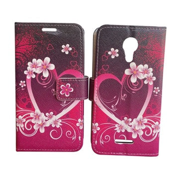 For CRICKET ICON (2019) Wallet Credit Card Holder Pouch Case Phone Cover - Pink Heart