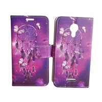 For CRICKET ICON (2019) Wallet Credit Card Holder Pouch Case Phone Cover - Purple Dream Catcher