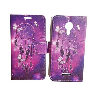 For Wiko Life C210AE Wallet Credit Card Holder Pouch Case Phone Cover - Purple Dream Catcher