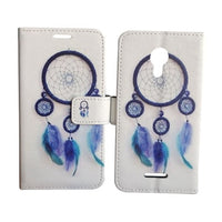 For AT&T Prepaid Radiant Core U304AA Wallet Credit Card Holder Pouch Case Phone Cover - Blue Dream Catcher