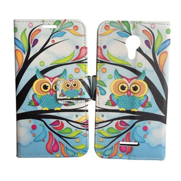 For Wiko Life C210AE Wallet Credit Card Holder Pouch Case Phone Cover - Owl