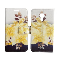 For AT&T Prepaid Radiant Core U304AA Wallet Credit Card Holder Pouch Case Phone Cover - Yellow Lily