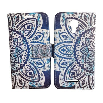 For Wiko Life C210AE Wallet Credit Card Holder Pouch Case Phone Cover - Blue Abstract