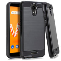 For CRICKET ICON (2019) Metallic Hybrid Case Phone Cover - Black