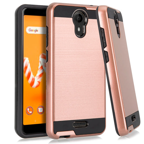 For AT&T Prepaid Radiant Core U304AA Metallic Hybrid Case Phone Cover - Rose Gold