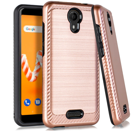 For AT&T Prepaid Radiant Core U304AA Lining Hybrid Case Phone Cover - Rose Gold