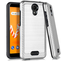 For CRICKET ICON (2019) Lining Hybrid Case Phone Cover - Silver
