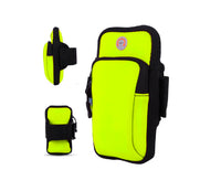 For ZTE Avid 559 Sports Armband Case Cover Running Jogging Camping Hiking Pouch - Neon Green