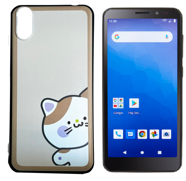 For Reliance Orbic Maui+ RC545L TPU Flexible Skin Gel Case Phone Cover - Brown Cat