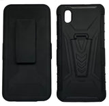 For ZTE Avid 579 Z5156cc 2020 Belt Clip Holster + Hybrid Case Phone Cover - Black