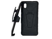 For ZTE Avid 579 Z5156cc 2020 Belt Clip Holster + Hybrid Case Phone Cover - Black