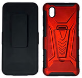 For ZTE Avid 579 Z5156cc 2020 Belt Clip Holster + Hybrid Case Phone Cover - Red