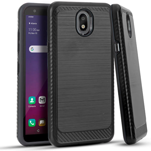 For LG Tribute Royal LM-X320PM Slim Lining Hybrid Protector Case Phone Cover - Black
