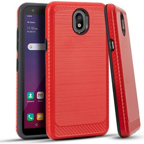 For LG Tribute Royal LM-X320PM Slim Lining Hybrid Protector Case Phone Cover - Red