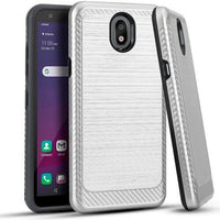 For LG Tribute Royal LM-X320PM Slim Lining Hybrid Protector Case Phone Cover - Silver