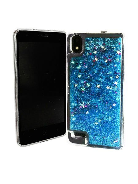 For ZTE Avid 559 Liquid Glitter Motion Case Phone Cover - Blue