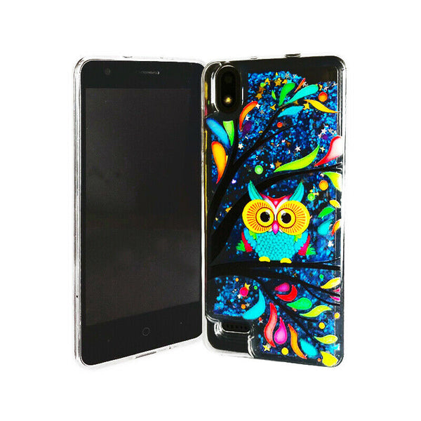 For ZTE Blade T2 Lite Z559DL Liquid Glitter Motion Case Phone Cover - Owl
