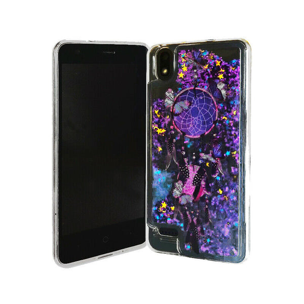 For ZTE Z1 Gabb Wireless Liquid Glitter Motion Case Phone Cover - Purple Dreaam Catcher