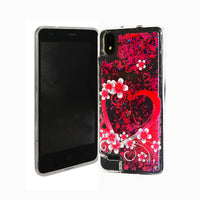For ZTE Avid 559 Liquid Glitter Motion Case Phone Cover - Purple Love