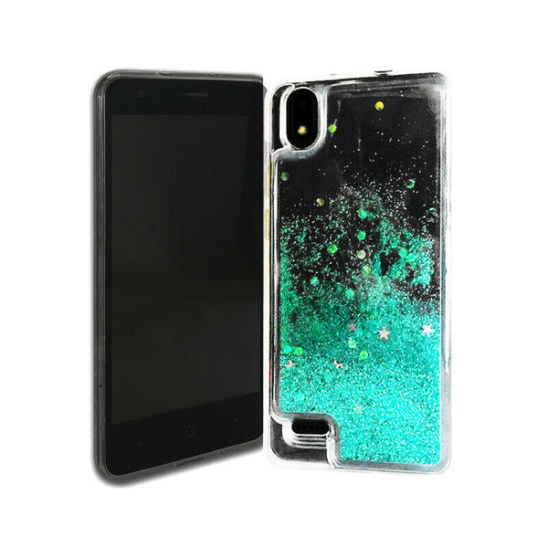 For ZTE Z1 Gabb Wireless Liquid Glitter Motion Case Phone Cover - Teal