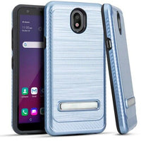 For LG Tribute Royal LM-X320PM Slim Lining Hybrid w KickStand Protector Case Phone Cover - Blue