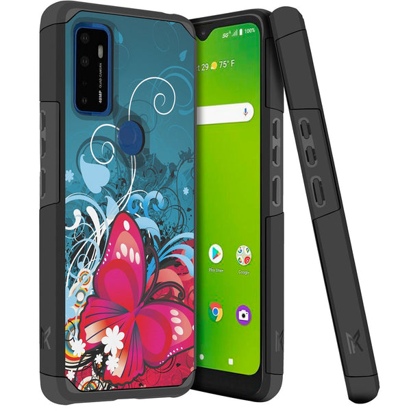 For Cricket Dream 5G Shockproof Hybrid Cover Phone Case - MK Butterfly Bliss