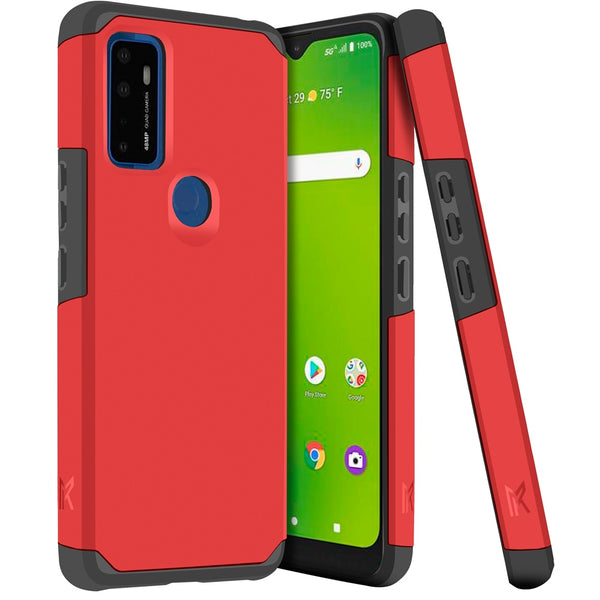For AT&T Fusion 5G Shockproof Hybrid Cover Phone Case - MK Red