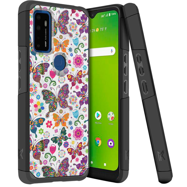 For AT&T Fusion 5G Shockproof Hybrid Cover Phone Case - MK Colorful Butterfly