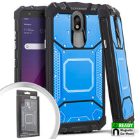 For LG Tribute Royal LM-X320PM Metal Jacket Hybrid Case Phone Cover - Blue
