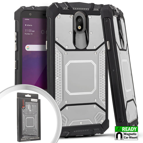 For LG Tribute Royal LM-X320PM Metal Jacket Hybrid Case Phone Cover - Gray