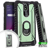 For LG Tribute Royal LM-X320PM Metal Jacket Ring Stand Hybrid Case Phone Cover - ICE Green