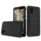 For ZTE Avid 589 5.45” Combat Dual Hybrid Protector Case Phone Cover - Black