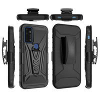 For AT&T Fusion 5G Belt Clip Holster + Hybrid Case Phone Cover - Black