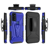 For AT&T Fusion 5G Belt Clip Holster + Hybrid Case Phone Cover - Blue