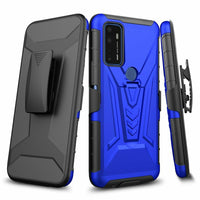 For Cricket Dream 5G Belt Clip Holster + Hybrid Case Phone Cover - Blue