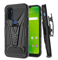 For Cricket Dream 5G Belt Clip Holster + Hybrid Case Phone Cover - Black