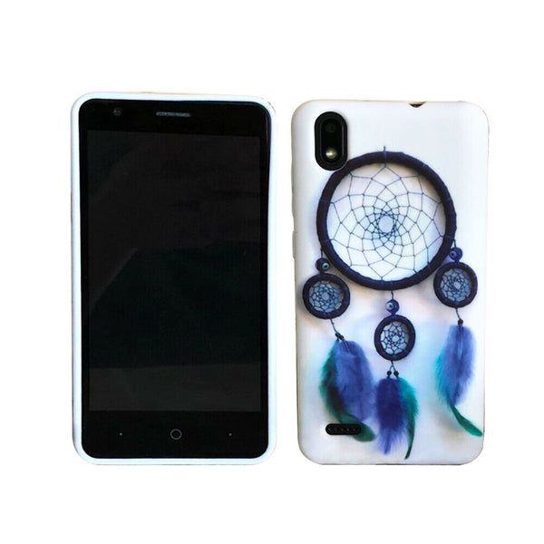 For ZTE Z1 Gabb Wireless TPU Flexible Skin Gel Case Phone Cover - Blue Dream Catcher
