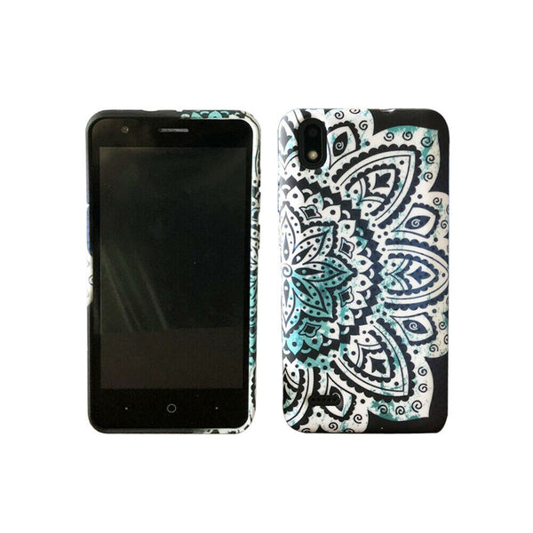 For ZTE Z1 Gabb Wireless TPU Flexible Skin Gel Case Phone Cover - Blue Abstract