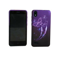 For ZTE Z1 Gabb Wireless TPU Flexible Skin Gel Case Phone Cover - Purple Butterfly