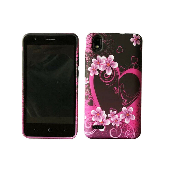 For ZTE Avid 559 TPU Flexible Skin Gel Case Phone Cover - Purple Love