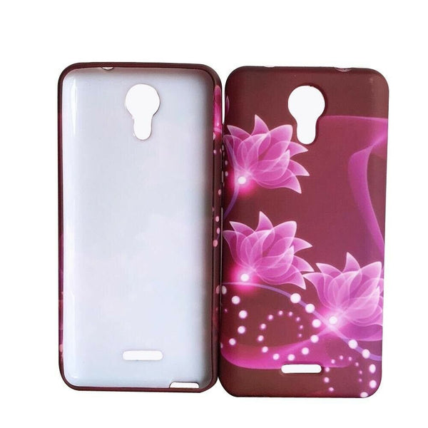 For AT&T Prepaid Radiant Core U304AA TPU Flexible Skin Gel Case Phone Cover - Purple Lotus