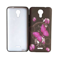 For Wiko Ride W-U300 TPU Flexible Skin Gel Case Phone Cover - Pink Butterfly