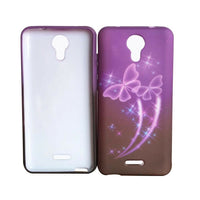 For Wiko Life C210AE TPU Flexible Skin Gel Case Phone Cover - Purple Butterfly