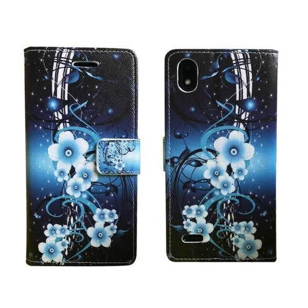 For ZTE Avid 559 Wallet Pouch Credit Card Holder Case Phone Cover - Aqua Flower