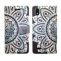 For ZTE Blade T2 Lite Z559DL Wallet Pouch Credit Card Holder Case Phone Cover - Blue Abstract